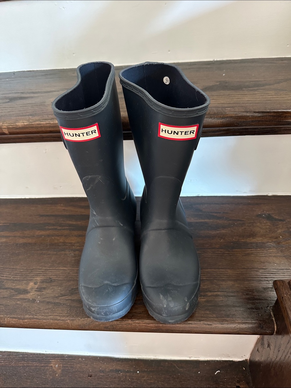 Hunter Kids Black Rubber Tall Rain Boots with Logo